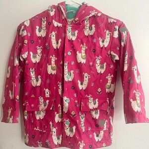 Hatley Raincoat, Size 6, Pink with Alpacas